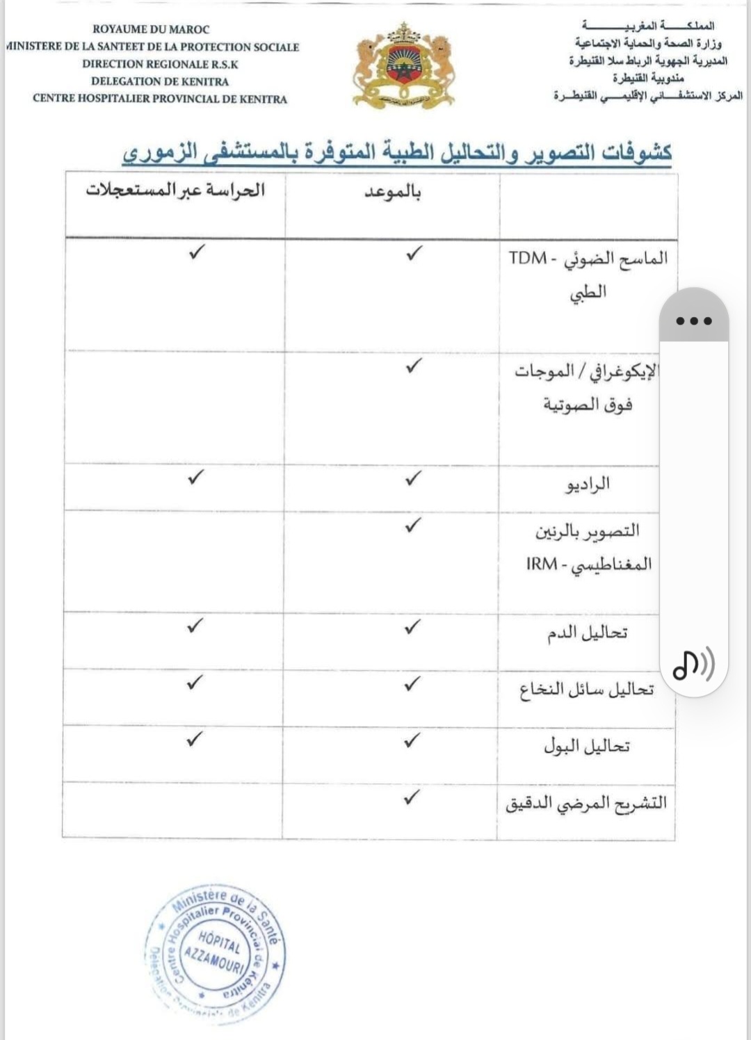 جريدة الاخبار 24 % - مستشفى الإقليمي الزموري بالقنيطرة الشفافية وجودة التكفل الصحي